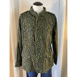 Forever 21+ Plus Size XL Cheetah Camo Full Zip, Button And‎ Waist String